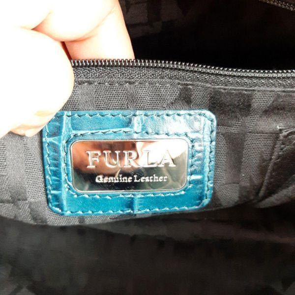 美品】FURLA フルラ トートバッグ ハンドバッグ クロコ型押し レザー