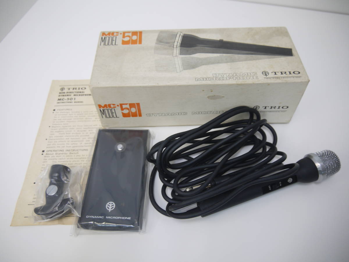 494 TRIO electrodynamic microphone ro ho nMC-501 Trio retro Showa era boxed stand manual attaching rare 