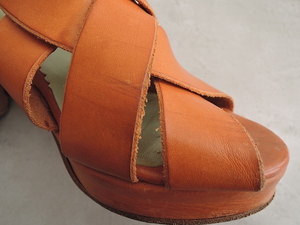 □アンリークイール HENRY CUIR *レザークロスサンダル*36/23シューズ