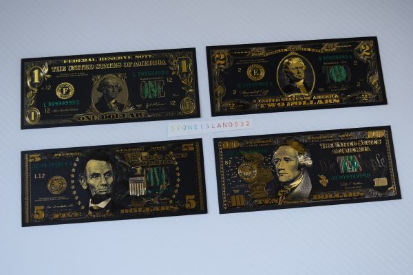 2021 year American new old dollar bill black Gold replica 8 pieces set embossment replica series gorgeous . feeling of luxury better fortune luck with money feng shui A024