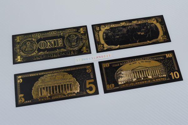 2021 year American new old dollar bill black Gold replica 8 pieces set embossment replica series gorgeous . feeling of luxury better fortune luck with money feng shui A024