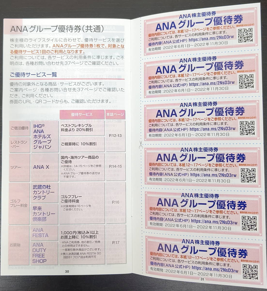 【最新版】ANA株主優待冊子　2022年11月末期限_画像1