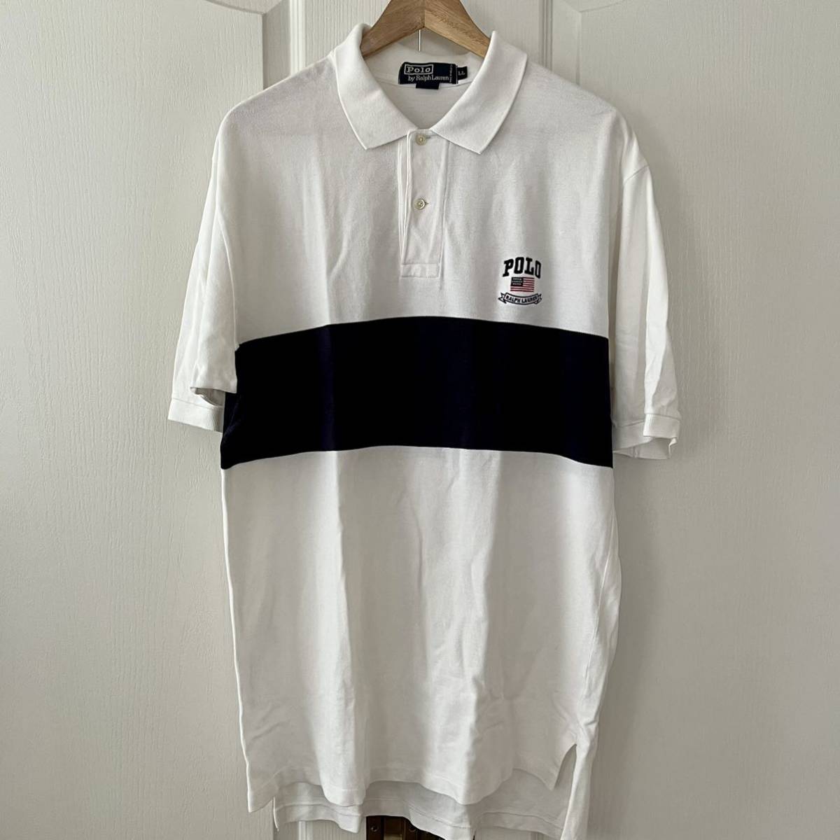 Polo Ralph Lauren ラルフローレン ポロシャツ ラグビーシャツ ラガーシャツ XL ホワイト 白 LL ポロスポーツ ラコステ フレッドペリー_画像1