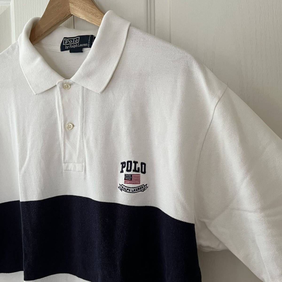 Polo Ralph Lauren ラルフローレン ポロシャツ ラグビーシャツ ラガーシャツ XL ホワイト 白 LL ポロスポーツ ラコステ フレッドペリー_画像3