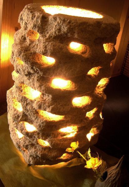 【送料無料】 コーガ石 インテリアライト 0034 照明 一点もの 間接照明 天然石 ハンドメイド