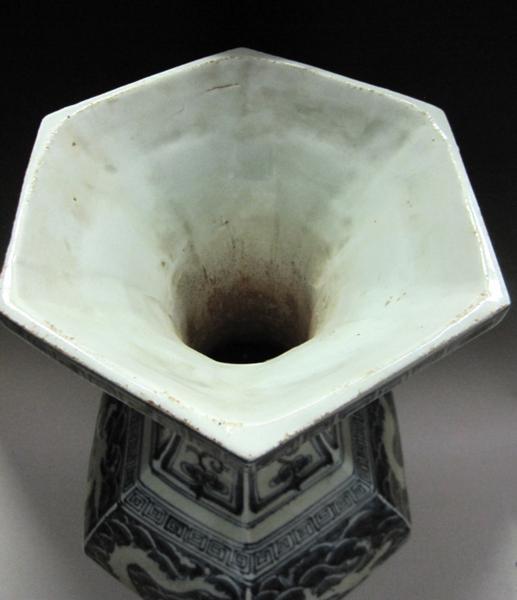 景徳鎮 青花龍文六角花瓶 全高69cm 中国 陶磁器 希少 美品 