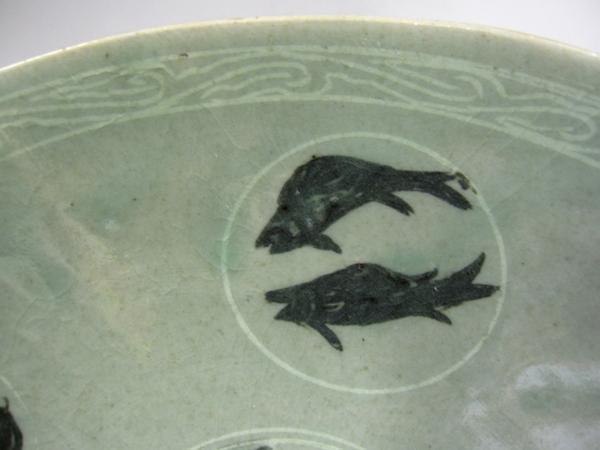 高麗青磁 象嵌魚文鉢 茶碗 李朝 陶磁器 韓国 朝鮮 茶道具