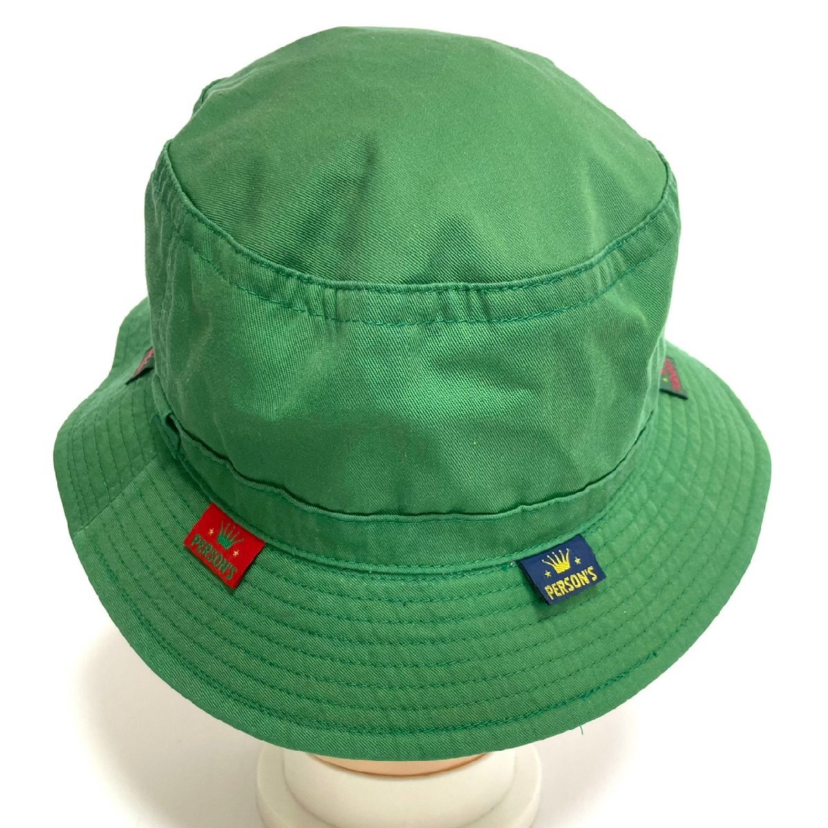 (^w^)b 90s ヴィンテージ パーソンズ ハット アンド キャップ グリーン PERSON’S HAT＆CAP タグ デザイン バケット カジュアル 帽子_画像5