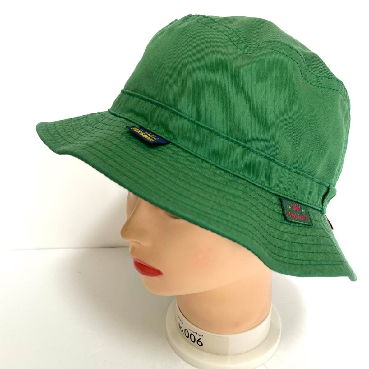 (^w^)b 90s ヴィンテージ パーソンズ ハット アンド キャップ グリーン PERSON’S HAT＆CAP タグ デザイン バケット カジュアル 帽子_画像1