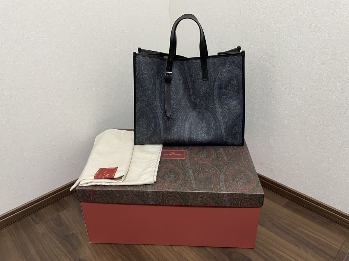 大人気商品 ETRO キャンバス×レザー トートバック ペガサス ペイズリー