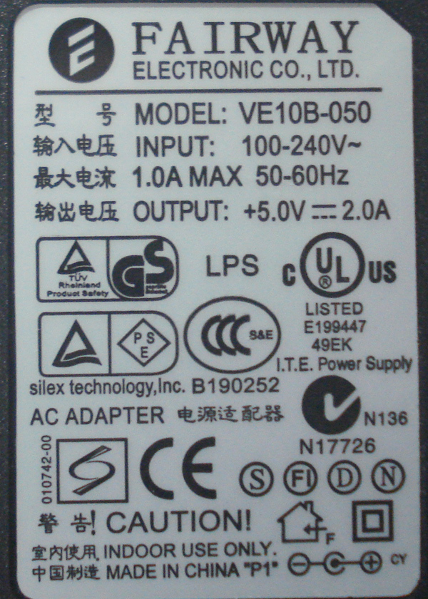 FATRWAY VE10B-050 +5.0V2.0A #yh364-06