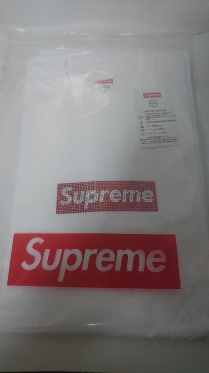 Supreme SWAROVSKI スワロフスキー 国内正規品 25th Anniversary Box Logo tee 白 Mサイズ ホワイト シュプリーム ボックスロゴ Tシャツ