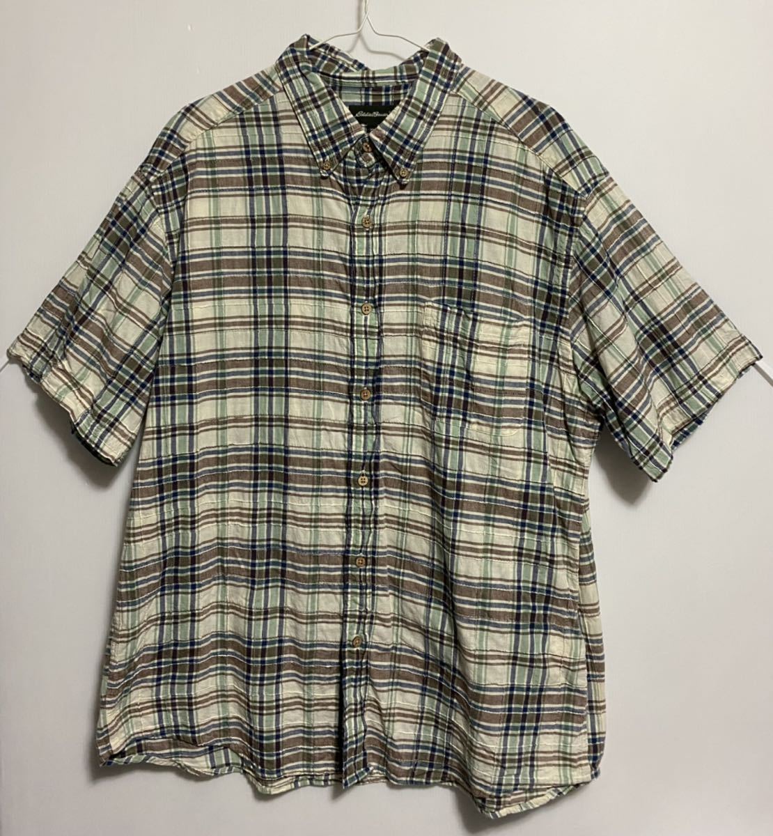 Eddie Bauar エディーバウアー　半袖シャツ　ボタンダウンシャツ　サイズ XL パッチワーク　USA アメリカ　90年代 00S_画像1