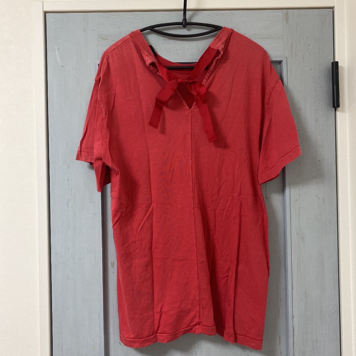 Tシャツ　プリントTシャツ　ロックTシャツ　赤　オレンジ