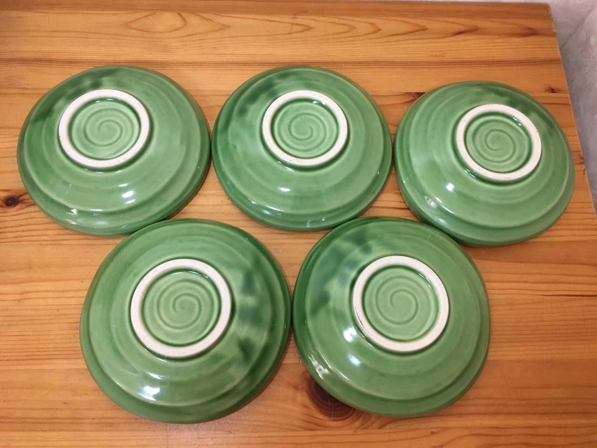 yo.. parent . pot .5 customer set summarize also box Japanese-style tableware small plate medium-sized dish taking plate platter peak attaching plate vessel green color . color dining table Japan 0409-02