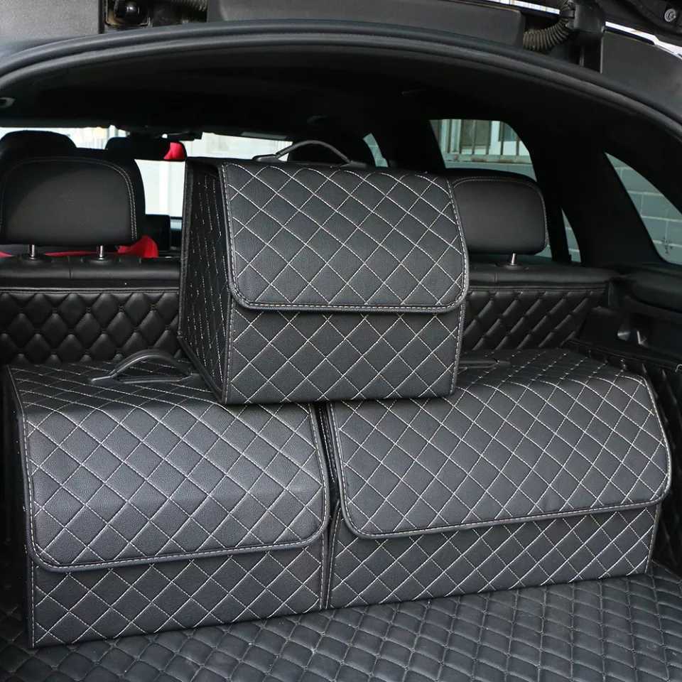車のトランク用の多目的収納バッグ 大容量のオーガナイザー 革を勉強して保管するための多機能バッグ 緊急収納ボックス M 使い勝手の良い