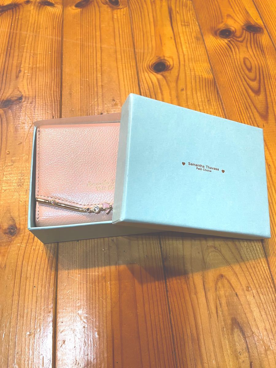 ミニ財布サマンサタバサプチチョイス  フラワーバー金具シリーズ　折財布　ピンク 三つ折り財布