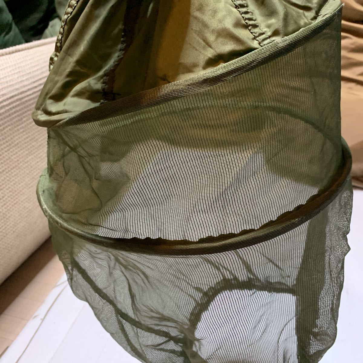 米軍放出品　年代モノ　ODカラー　モスキートヘッドネット　蚊帳　フリーサイズ_画像3