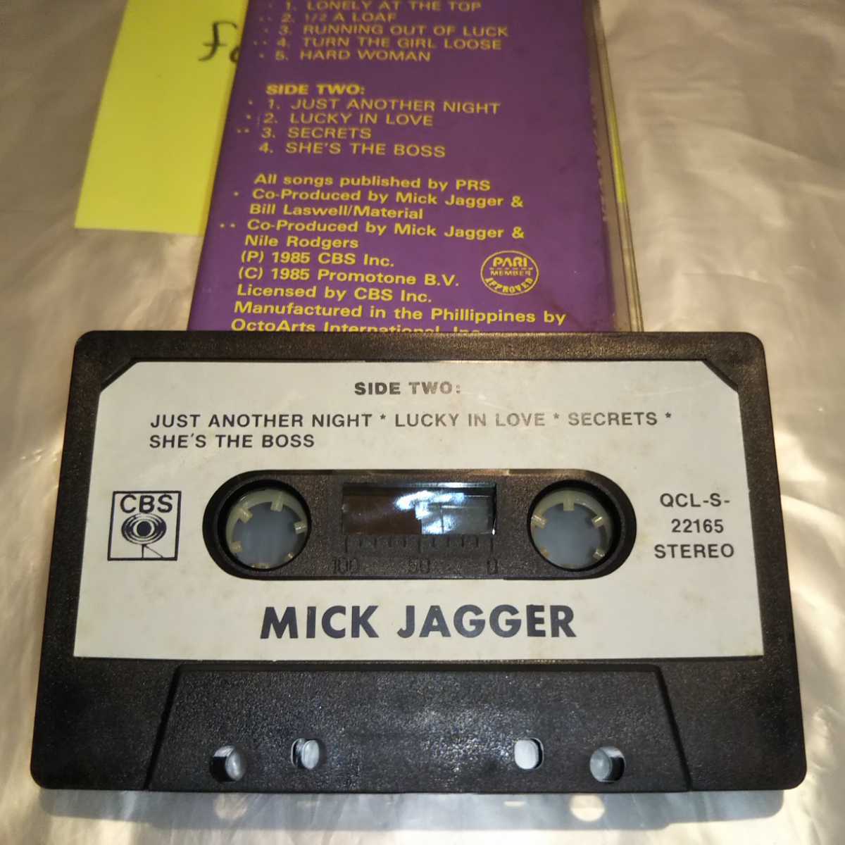 Mick Jagger ミック・ジャガー She's the Boss フィリピン盤カセットテープ CBS QCL-S-22165 シーズ・ザ・ボス Rolling Stones_画像3