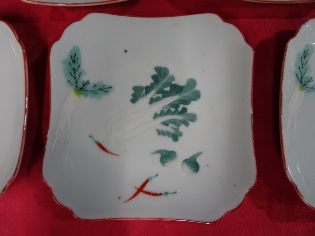 昭和レトロ 小皿 皿 和風皿 盛り皿 サイズ約13.5×13.5cm高さ2cm 7枚セット まとめて k503sp1の画像2