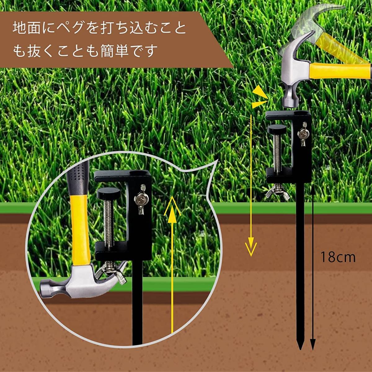 ランタンスタンド 黒 150cm ランタンポール クランプ 2way 超軽量 丈夫 アルミ 収納袋付 キャンプ用品