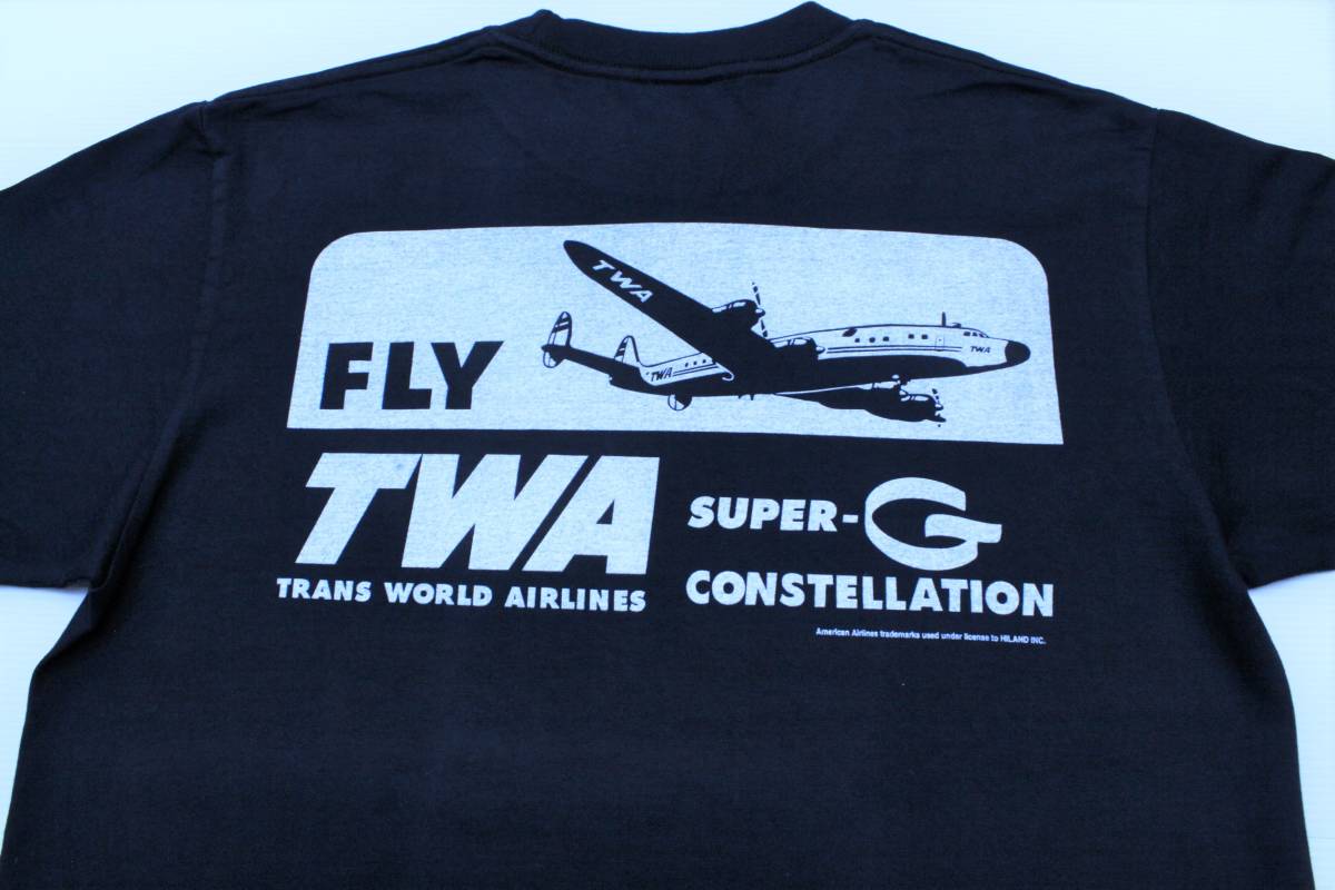 YTS13東洋Sトランス・ワールド航空TWAアメリカン航空 正規品 飛行機 半袖TシャツUSA製Cheswickチェスウィック 色紺_画像1