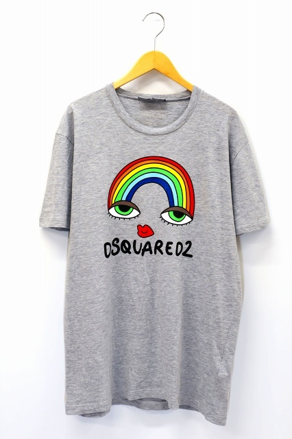 ディースクエアード 2022SS RAINBOW COOL T-SHIRT クルーネック レインボー ロゴ プリント 半袖 Tシャツ XL GREY(グレー) 国内正規品
