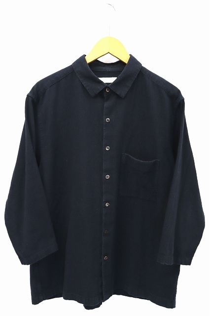 コンフェクト CONFECT コットン リネン ラミー 7分袖 シャツ 3 ブラック 黒 メンズ