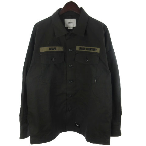 ダブルタップス WTAPS 21AW BUDS LS COTTON シャツ 長袖 ミリタリー 212BRDT-SHM02 03 ブラック メンズ