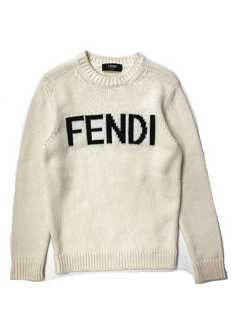 フェンディ FENDI ウール ロゴ インターシャ クルーネック ニット