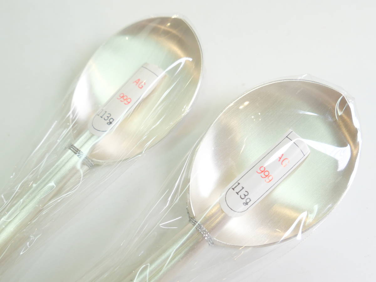 未使用品☆韓国 銀食器 シルバー スプーン 箸 AG999 113g×2セット