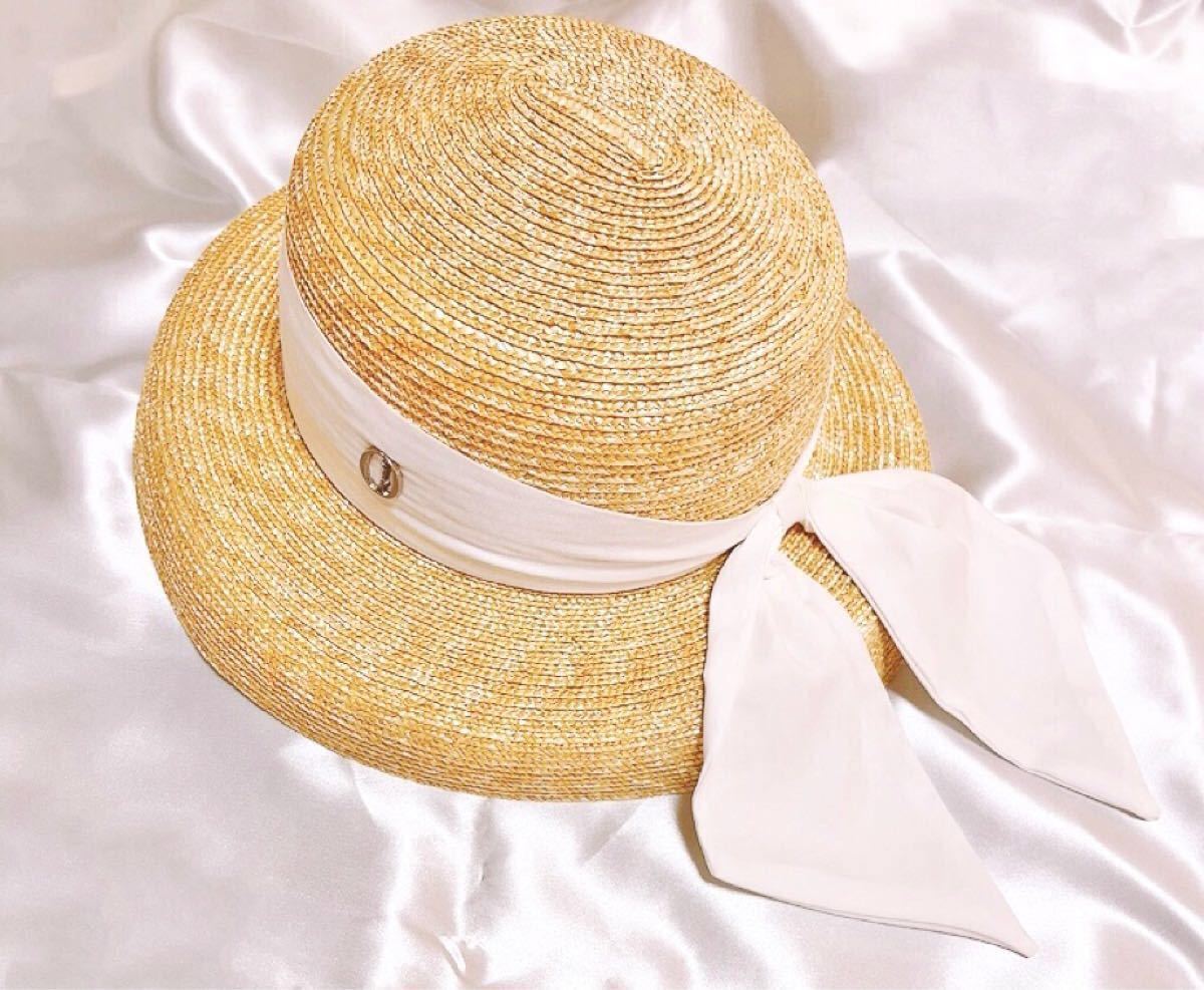 Chapeau d' O シャポードオー カサブランカ リボン 麦わら帽子
