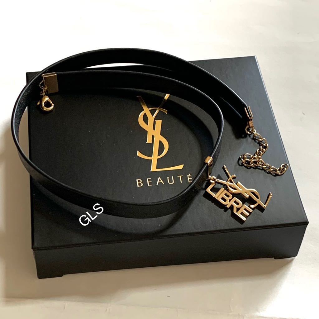 本物 イヴ サンローラン チョーカー ブレスレット 2way ブラック ゴールド PUレザー Yves Saint Laurent YSL ノベルティ  リブレ ネックレス