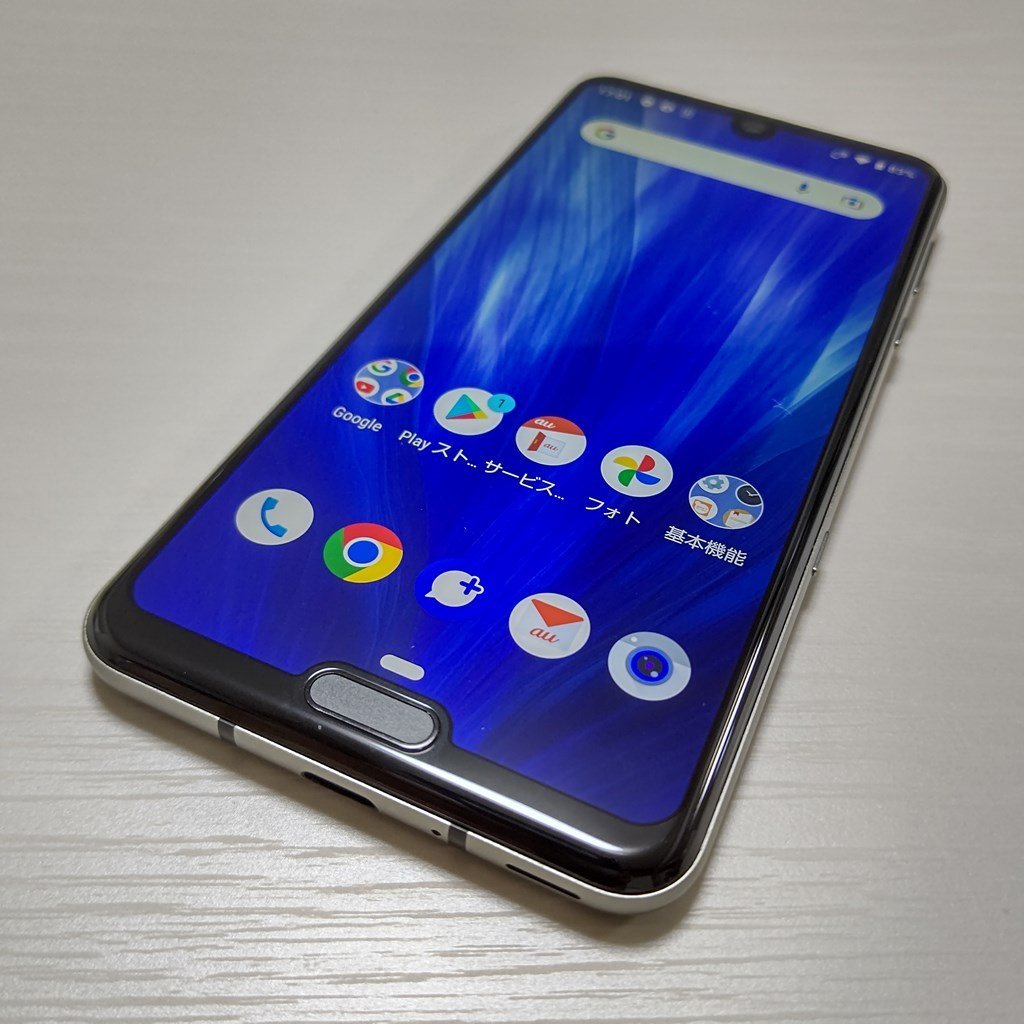 ★【21691WM】 ジャンク美品 au SHV44 SHARP AQUOS R3 プレミアムブラック SIMロック解除済