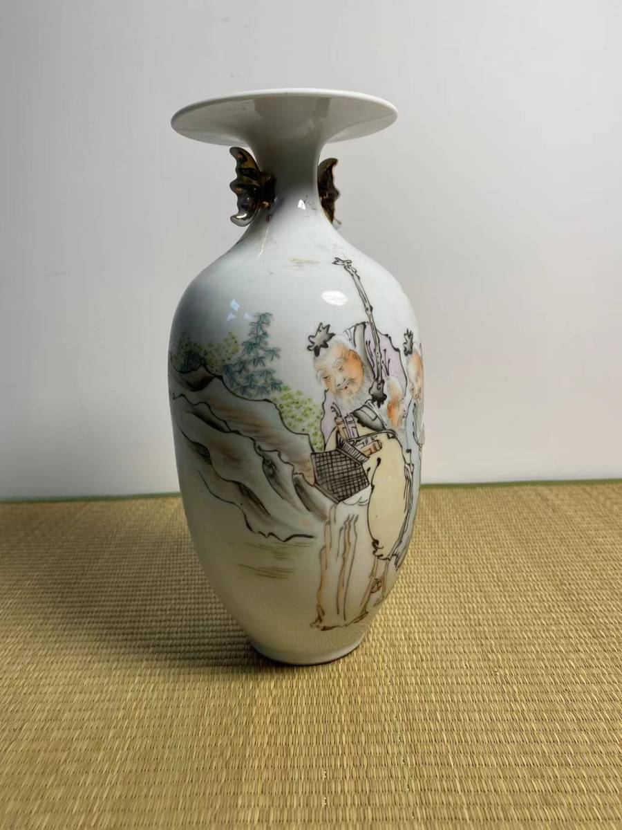 マート 中国 花瓶 ドラゴン竜 陶磁器 骨董品 素焼きアンティーク 
