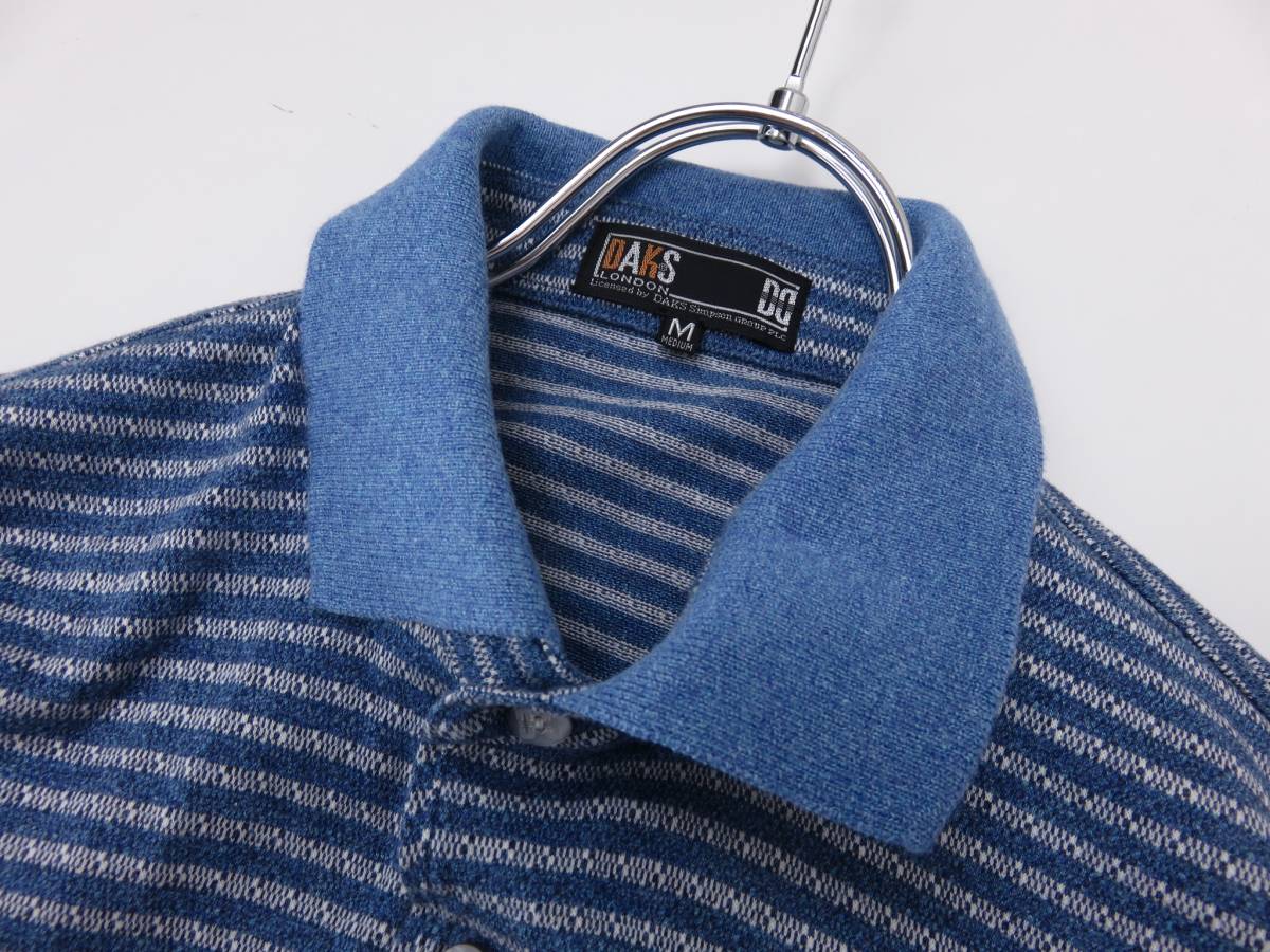 DAKS　ダックス　半袖ポロシャツ　ソフト素材　ロゴ刺繍入り　青　グレー　M_画像3