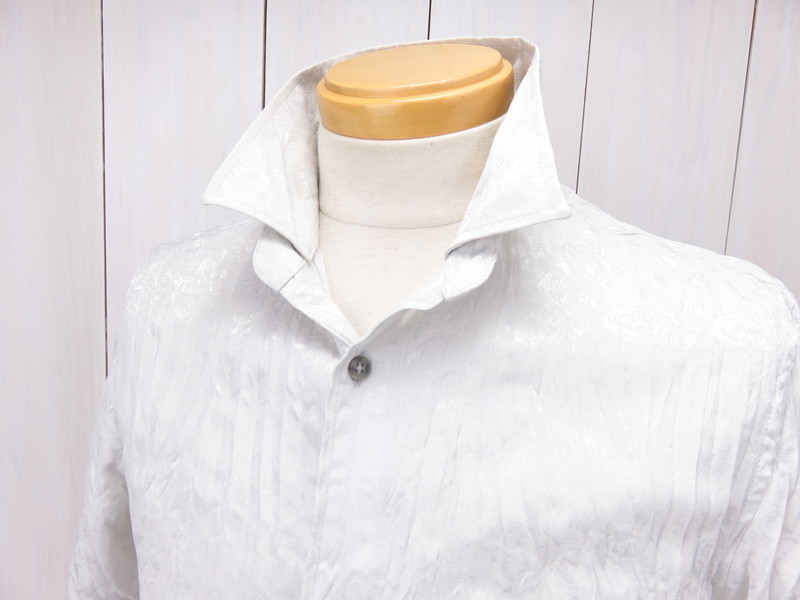 トルネードマート　半袖シャツ　微光沢　薔薇柄　シワ加工製品　S_画像3