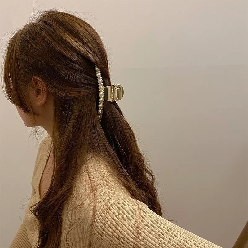 パール　ストレートヘアクリップ　ヘアアクセサリー　ヘアクリップ　韓国　大人気　ゴールド　ヘアアレンジ