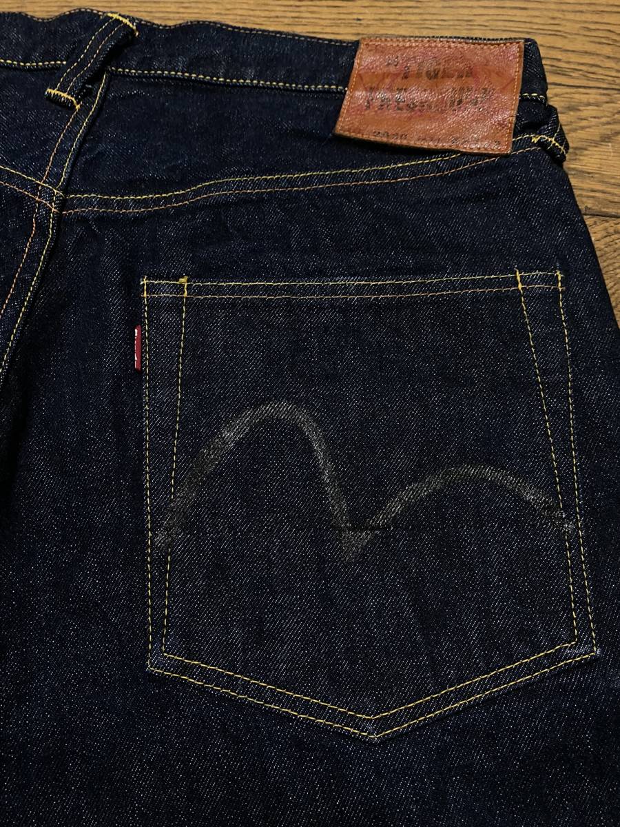 ※EVISU エヴィス エビス LOT 2020 TIGER PRESHRUNK 白&黒 カモメペイントセルビッチデニム 濃紺 日本製 大きいサイズ 35 BJBB.G_画像5