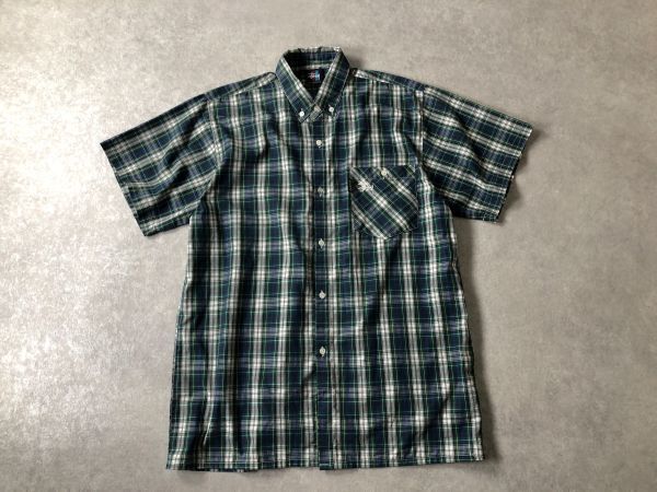 USA製 90's vintage L OLD STUSSY ロゴ刺繍 チェック柄半袖BOXシャツ 