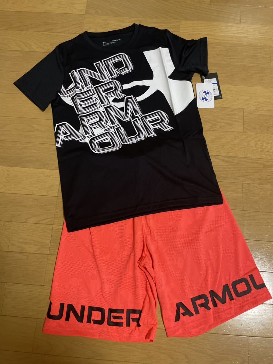 新品 アンダーアーマー YXL 160cm 155cm 165cm パンツ 半袖Tシャツ 上下セット 短パン キッズ ジュニア