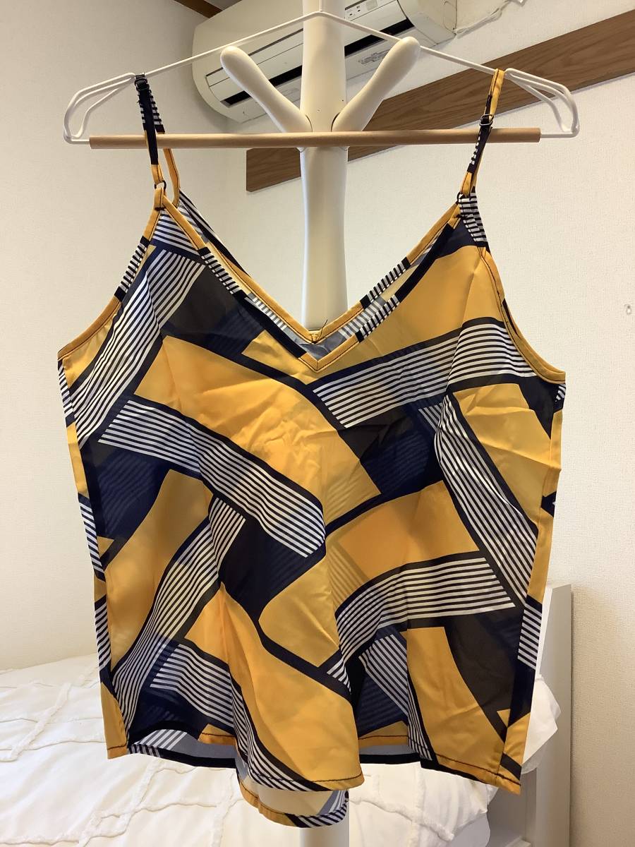 Top-809【新品】SHEIN/キャミソール/US6/M/イエロー/グレー/ブラック