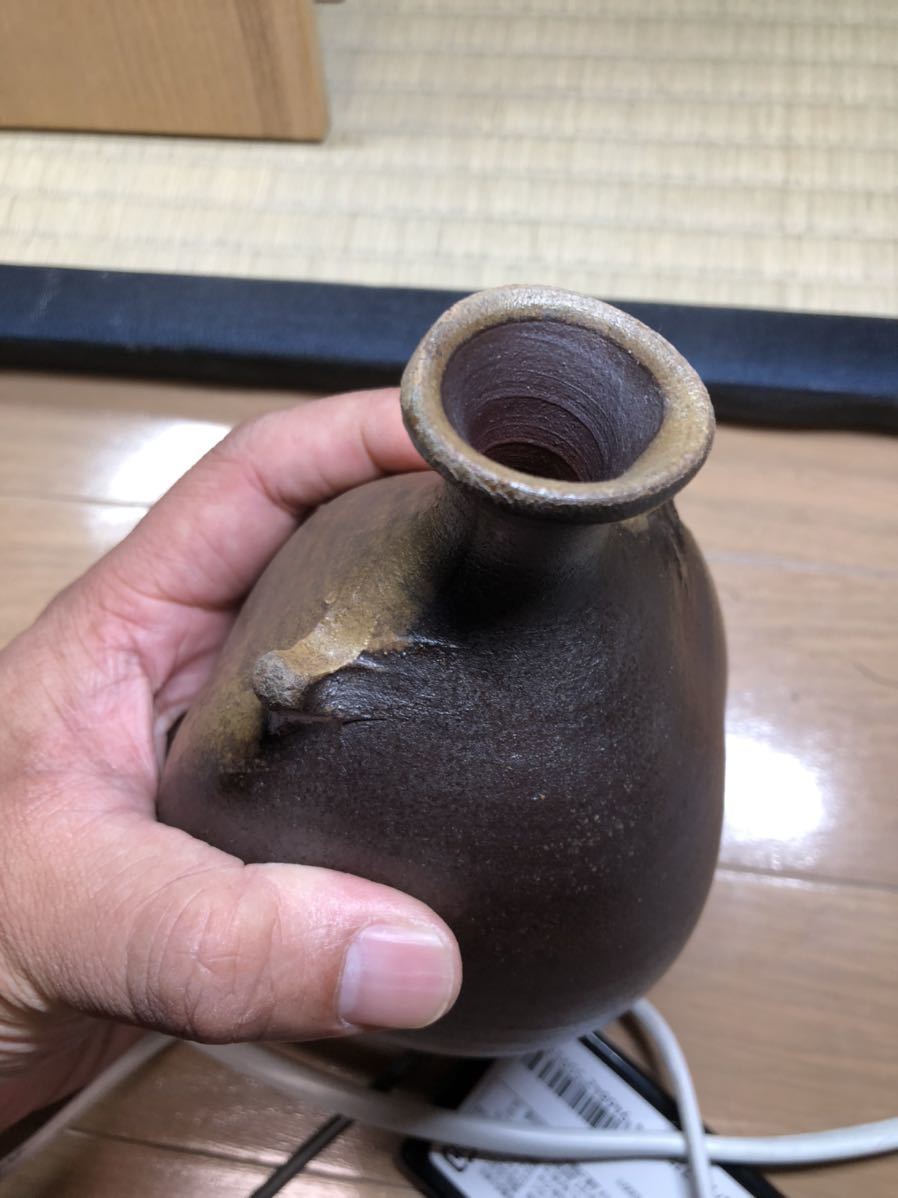 松井興之 備前焼 酒器 徳利 共箱 耳付き 岡山県重要無形文化財 美品