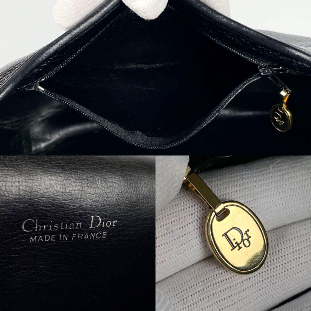 美品 Christian Dior ディオール ショルダーバッグ トロッター ゴールド金具 肩掛け 斜め掛け CD シボ 入手困難 オールレザー 黒  ブラック