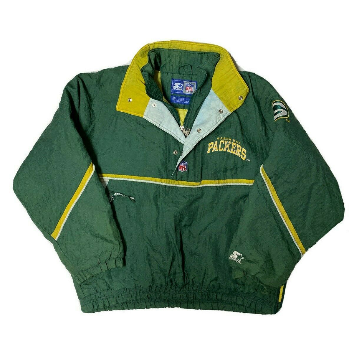 Vintage Green Bay Packers Starter Jacket Mens XL 90s Nylon 1/2 Zip ...
