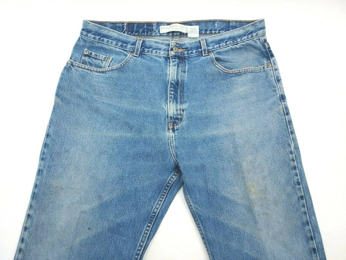 Sonoma Regular Fit 40x30 Blue Jeans Classic Heavy Denim Faded 海外 即決