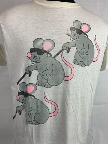 Vintage Three Blind Mice T Shirt Single Stitch Cartoon USA 80s Crew Logo Large 海外 即決