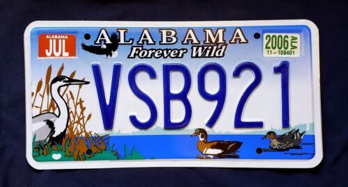 2006 AL Alabama FOREVER WILD WILDLIFE HERON BIRD DUCK EAGLE License Plate VSB921 海外 即決