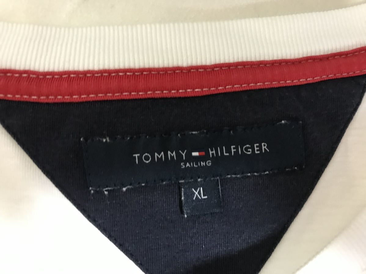 本物トミーヒルフィガーTOMMYプリントコットンデカビッグ半袖Tシャツビジネススーツアメカジサーフメンズ白ホワイトXLトルコ製_画像5