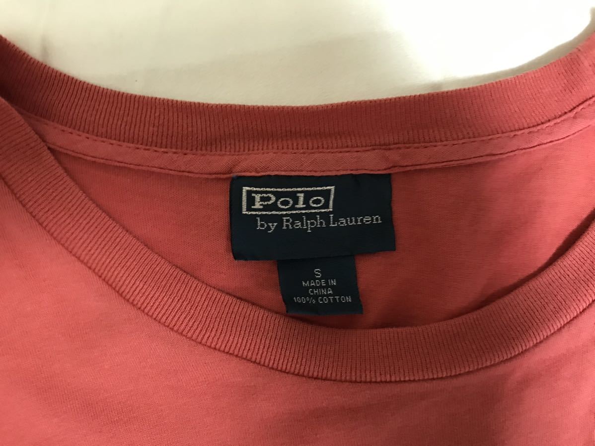 本物ポロラルフローレンPOLO Ralph Laurenプリントコットン半袖Tシャツビジネススーツアメカジサーフメンズ赤レッドS_画像4